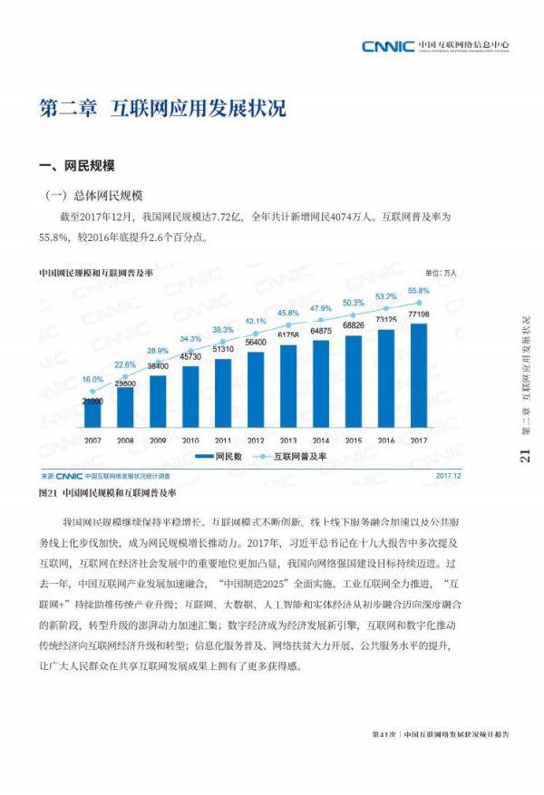 CNNIC：中国网民规模达7.72亿