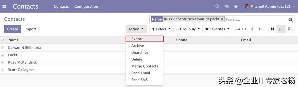 全球第一免费开源ERP Odoo开发技巧之导入、导出以及模块数据