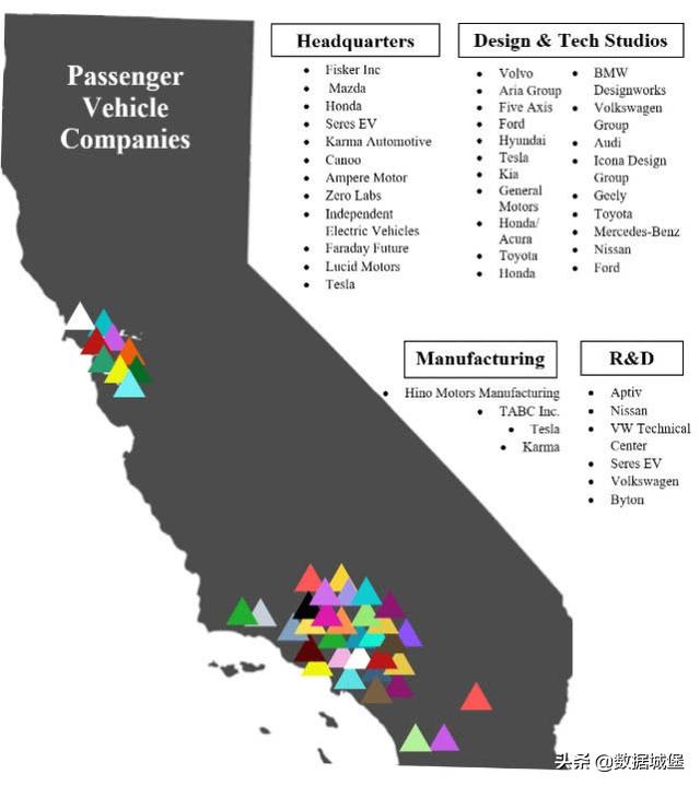 加州电动车行业，三张地图看懂