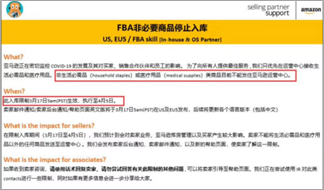 亚马逊FBA发布非必要商品停止入库的通知(图源:亚马逊)