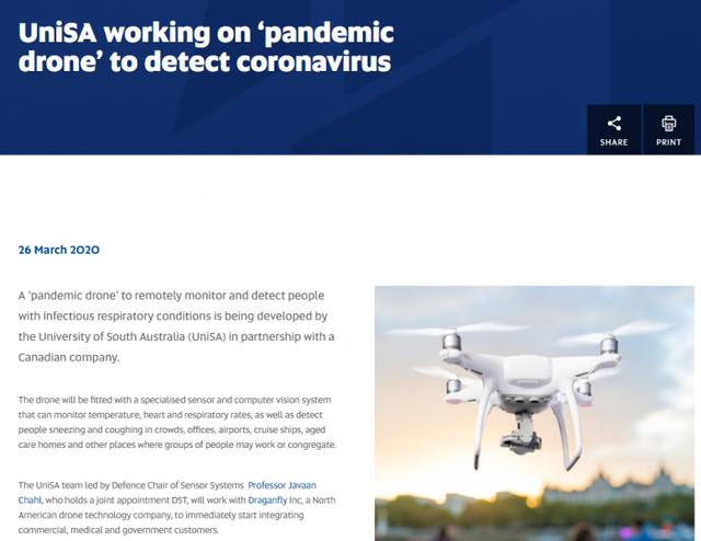 全新“大流行无人机”平台有望帮助发现人群中的新冠感染患者