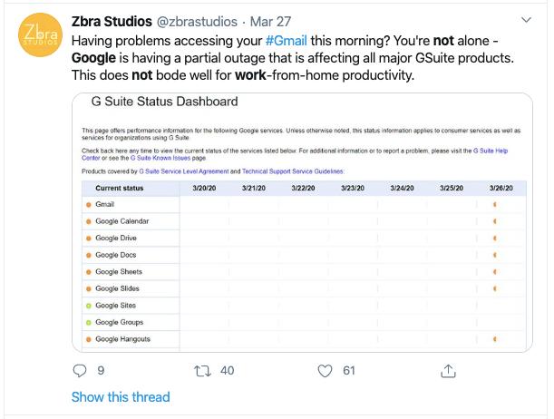 美国疫情加剧，然后google的服务器"崩了"......