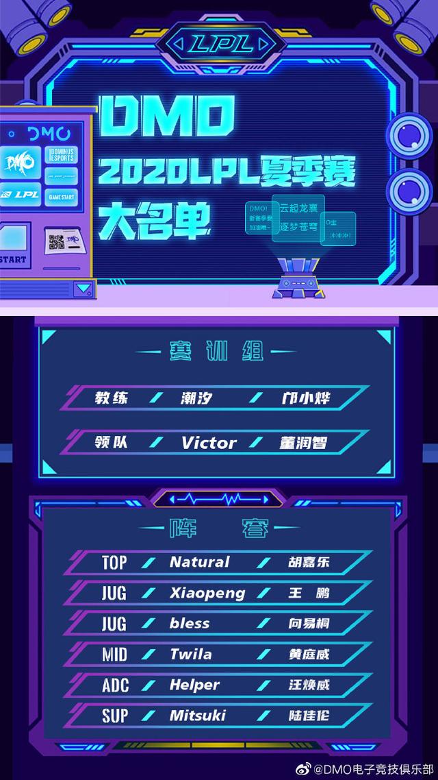 DMO正式官宣夏季赛大名单，网友却发现基本都是一些新人