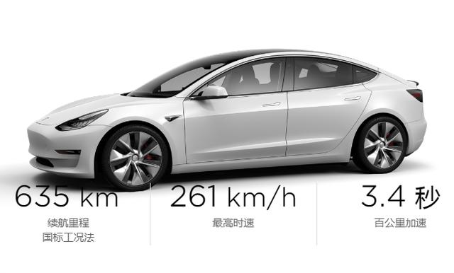 国产Model 3性能规格公布：百公里加速3.4s，续航里程635公里