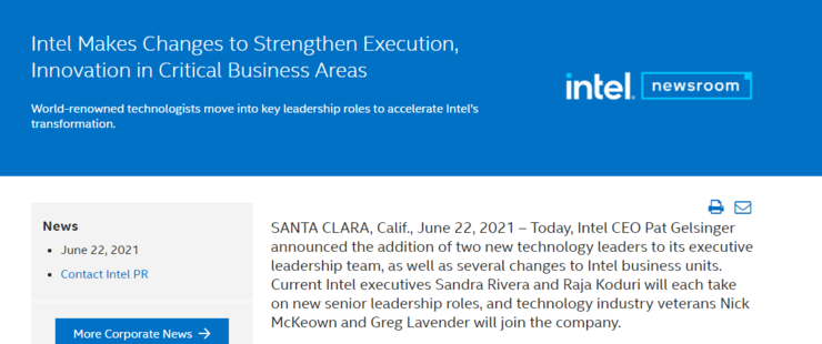 Intel 大变革:引入 VMWare 大神任 CTO,成立四大新部门