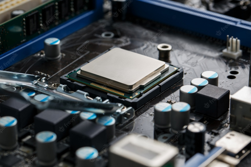 Premium Photo | Closeup of cpu chip processor