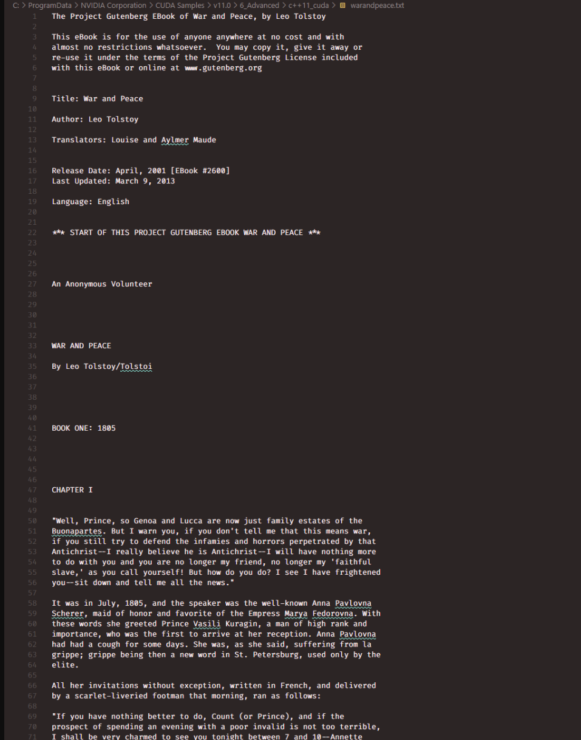 Famous Tolstoy literature finds use in NVIDIA CUDA, and not just as an easter egg