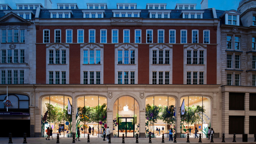 照片展示伦敦 Apple Brompton Road 零售店的外观。