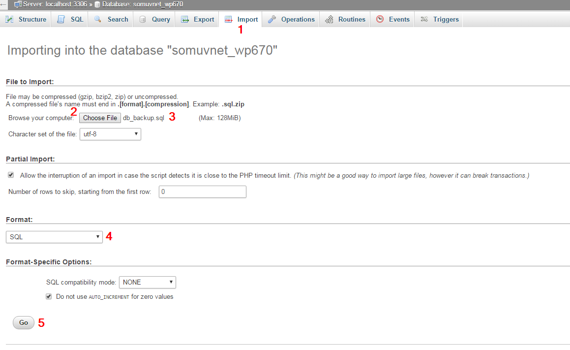 使用phpMyAdmin从备份中恢复MySQL数据库教程