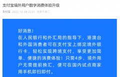 支付宝现已支持绑定境外银行卡：可在国内直接扫码支付