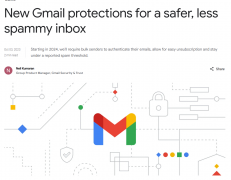谷歌宣布将治理 Gmail 邮箱垃圾邮件：提供“一键取消订阅”按钮、